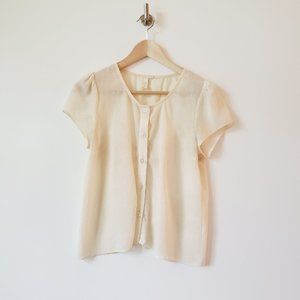Mind Code Cream button down sheer top